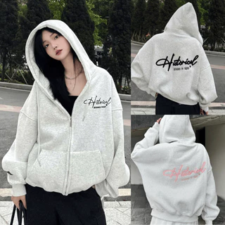 1 Áo Khoác Hoodie Zip Thêu HISTORICAL Form Boxy Form Rộng Nam Nữ Unisex Mấu Mới 2025