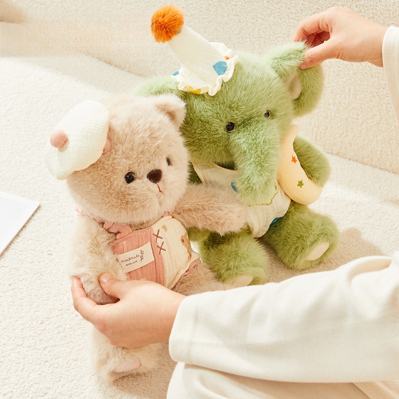 Gấu bông voi con phối đồ ngủ dễ thương chất liệu lông tơ non cao cấp làm quà tặng cho bé ôm ngủ