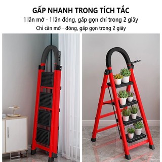 Thang Chữ A Gấp Gọn 3 - 4 - 5 - 6 - 7 - 8 Bậc , Thép Chịu Lực ,Tải Trọng 500kg Bảo Hành 24 Tháng