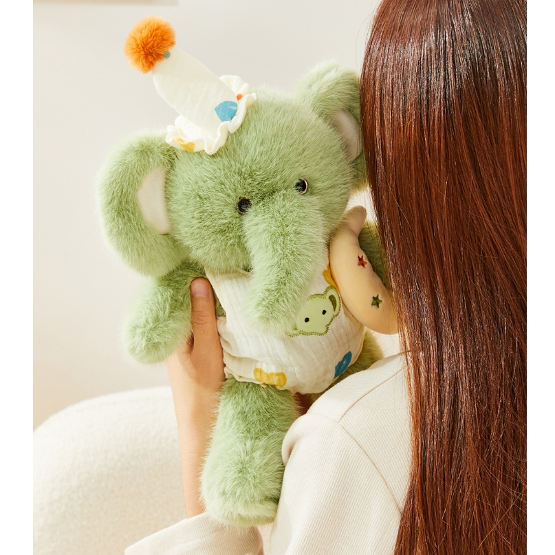 Gấu bông voi con phối đồ ngủ dễ thương chất liệu lông tơ non cao cấp làm quà tặng cho bé ôm ngủ