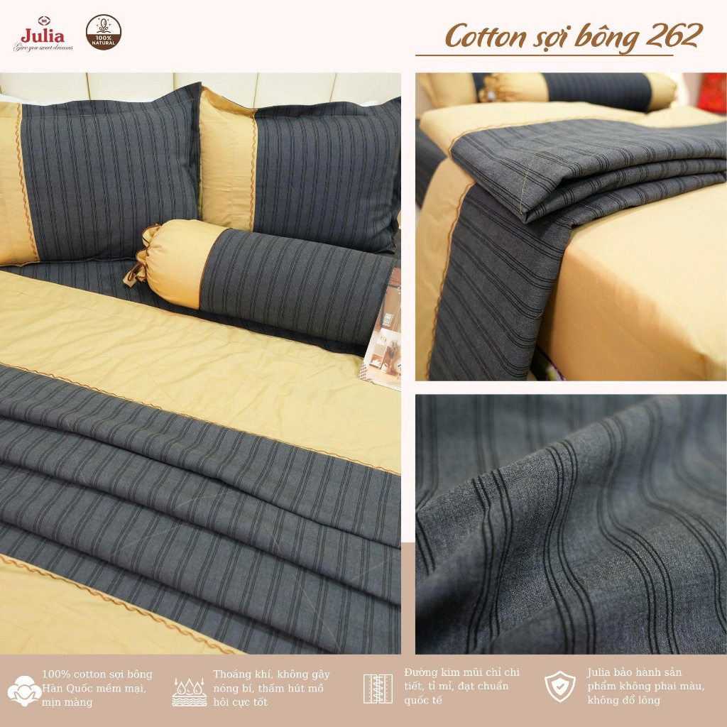 CHĂN GA GỐI COTTON 100% SIÊU MÁT MỊN MÀU TRƠN HÀN QUỐC JULIA