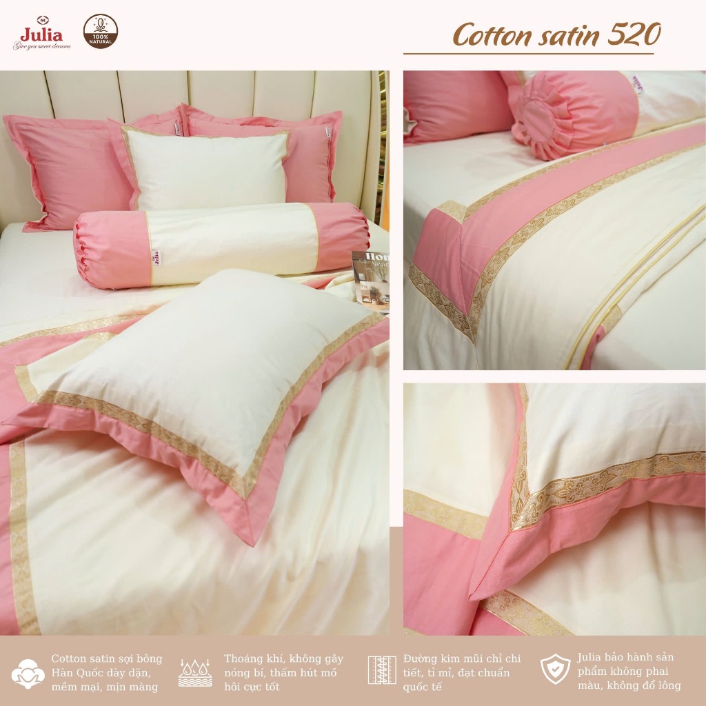 CHĂN GA GỐI COTTON 100% SIÊU MÁT MỊN MÀU TRƠN HÀN QUỐC JULIA
