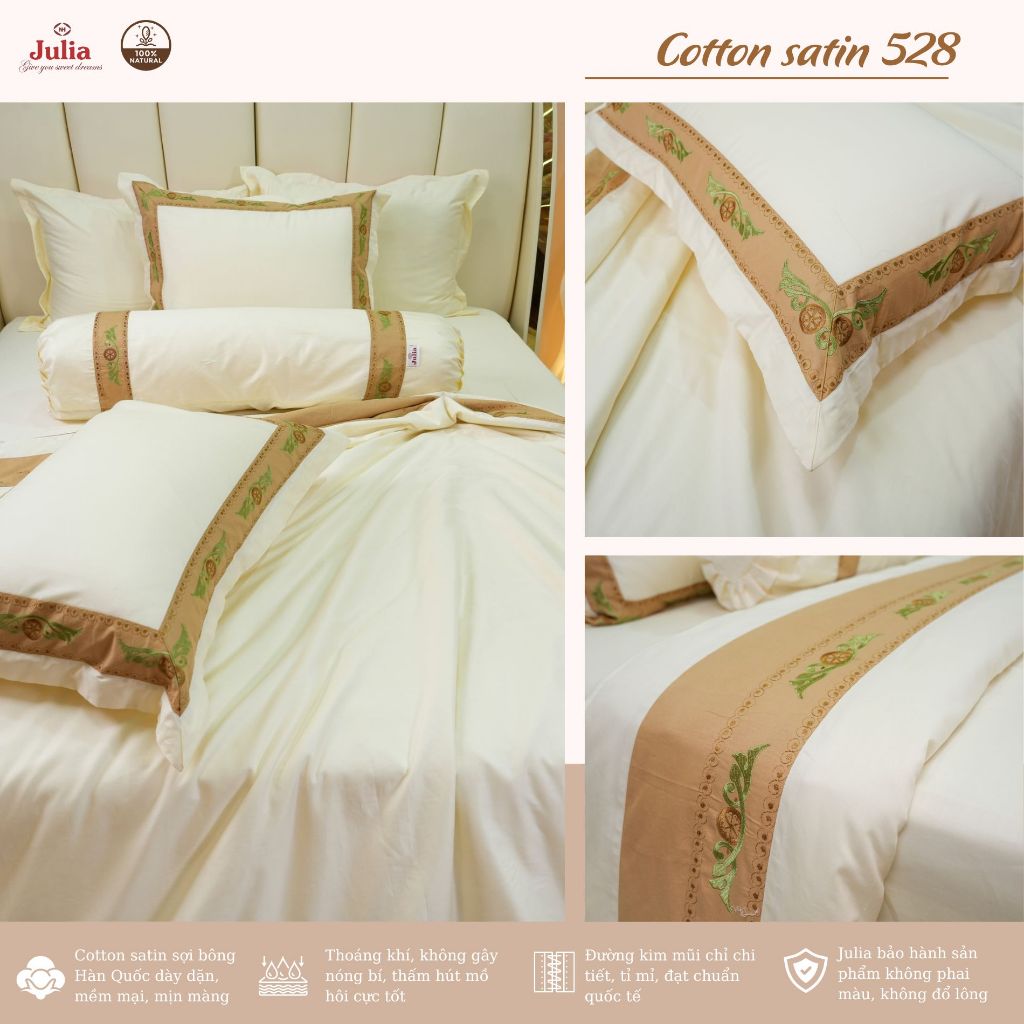 CHĂN GA GỐI COTTON 100% SIÊU MÁT MỊN MÀU TRƠN HÀN QUỐC JULIA