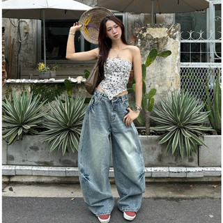 Quần Jeans PREMIUM Thunder Light From Rộng Unisex Nam Nữ Tôn Dáng Có Đai Siết Eo | SSSTORE.Aesthetic