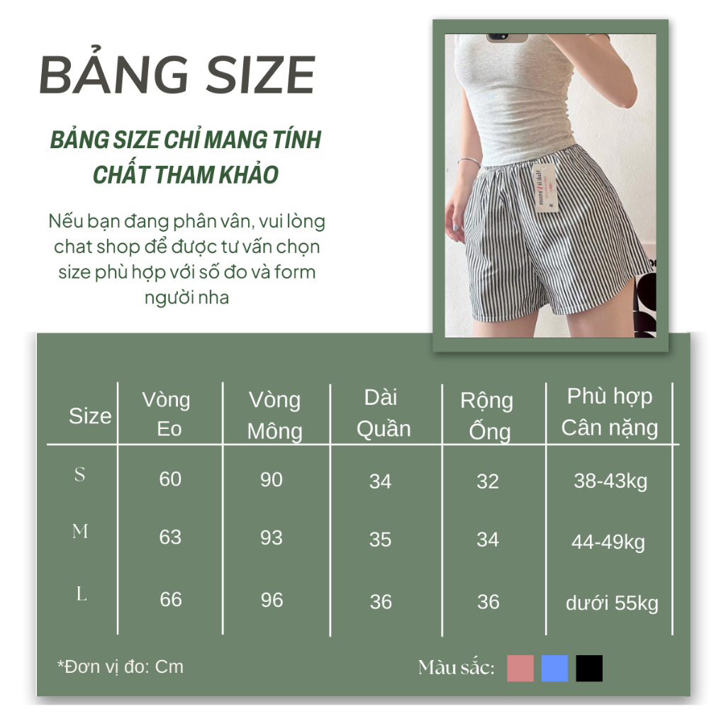Quần Đùi Kẻ Sọc Nữ, Quần Sooc Ngủ Mặc Ở Nhà Vải Kate Mềm Mịn Thoáng Mát-QK001