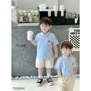ÁO SƠ MI CỘC TAY THÊU HƯƠU LỊCH LÃM CHO BÉ TRAI XINH | AnhMy Baby