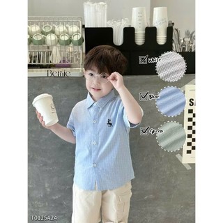 ÁO SƠ MI CỘC TAY THÊU HƯƠU LỊCH LÃM CHO BÉ TRAI XINH | AnhMy Baby