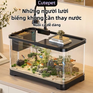 Bể cá để bàn trong suốt độ nét cao cutepet,Hồ cá PET cao cấp trong suốt,Hệ thống lọc hoàn chỉnh, không cần bảo trì