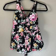 Áo bơi tankini thiếu kế hoa nổi bật dáng đuôi cá che bụng kèm sẵn đệm nâng hàng xuất dư cao cấp