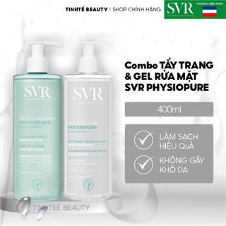 COMBO Gel rửa mặt và tẩy trang dành cho da nhạy cảm SVR Physiopure 400mlx2