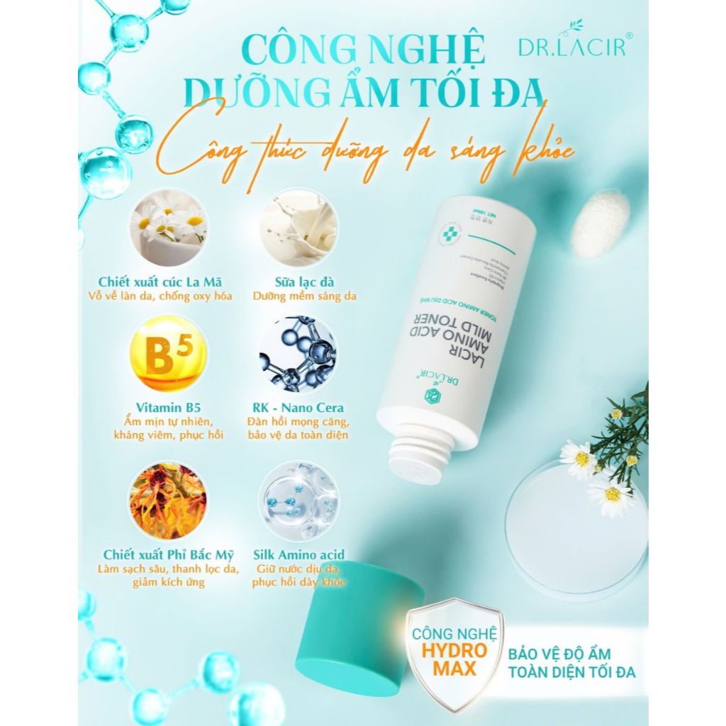 Toner Dưỡng Ẩm Dịu Nhẹ AMINO ACID DR.LACIR Cho Da Khô, Da Nhạy Cảm Chai 100ml