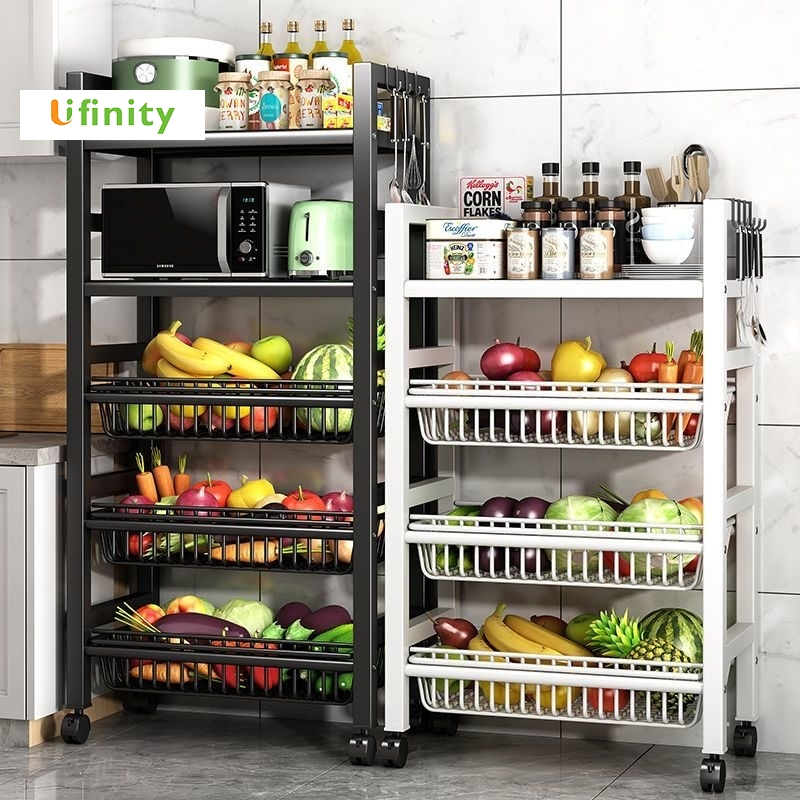 Lifinity Kệ Nhà Bếp 5 Tầng - Kèm Giỏ Đựng Rau Di Động, Đặt Lò Vi Sóng/Nồi Cơm Tiện Lợi
