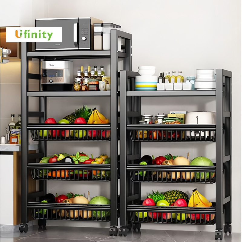 Lifinity Kệ Nhà Bếp 5 Tầng - Kèm Giỏ Đựng Rau Di Động, Đặt Lò Vi Sóng/Nồi Cơm Tiện Lợi