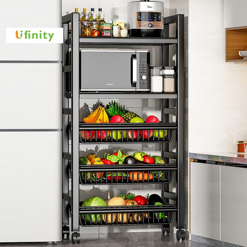 Lifinity Kệ Nhà Bếp 5 Tầng - Kèm Giỏ Đựng Rau Di Động, Đặt Lò Vi Sóng/Nồi Cơm Tiện Lợi