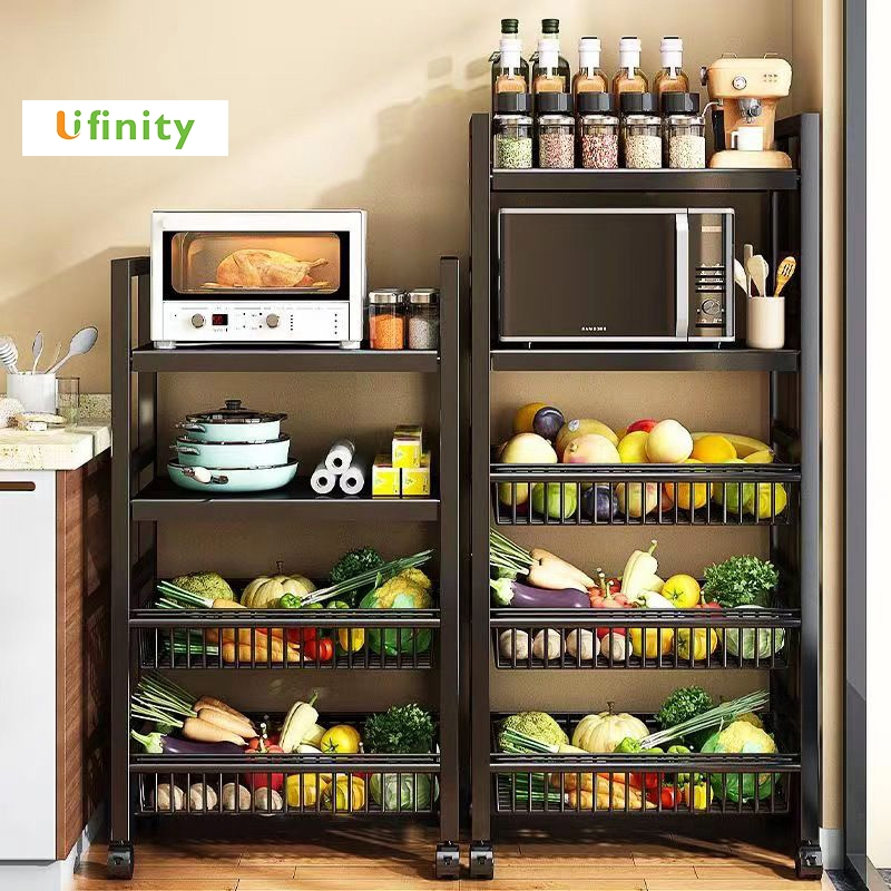 Lifinity Kệ Nhà Bếp 5 Tầng - Kèm Giỏ Đựng Rau Di Động, Đặt Lò Vi Sóng/Nồi Cơm Tiện Lợi