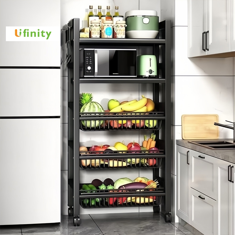 Lifinity Kệ Nhà Bếp 5 Tầng - Kèm Giỏ Đựng Rau Di Động, Đặt Lò Vi Sóng/Nồi Cơm Tiện Lợi
