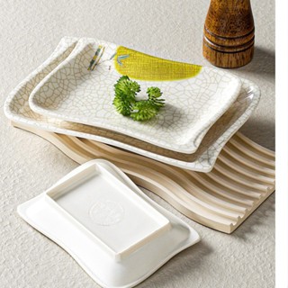 Đĩa Phíp ( Melamine A5 ) Hoa Văn Hình Lá Tre Dùng Cho Nhà Hàng Khách Sạn 2105