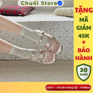 Giày bệt nữ da PU tổng hợp dệt vải đế cao su mẫu mới phối quai chéo mix nơ