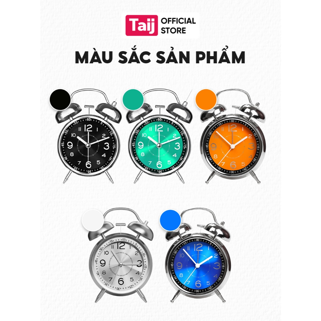 Đồng Hồ Báo Thức Hai Chuông To Kiểu Dáng Cổ Điển Vỏ Inox Mặt Kính Siêu Bền Đồng Hồ Decor