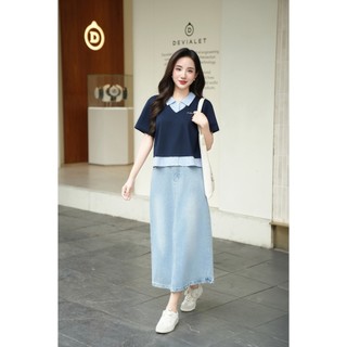 Áo Kiểu Nữ Sơ Mi Công Sở LAMER FASHION Dáng Croptop Cổ Bẻ Phối Kẻ Trẻ Trung H61B25H011