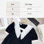 Đầm nữ cộc tay form rộng Váy babydoll cổ V PeterPan to phối bèo đính đá ngọc tay bồng đuôi cá dáng ngắn đen trắng T1243G
