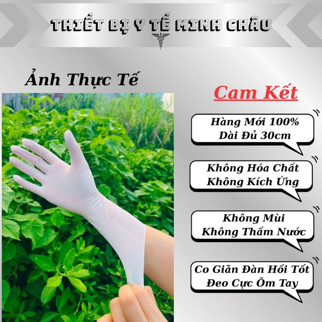 1 Kg Găng Tay Cao Su Y Tế Latex Tay Dài 30cm Có Bột Và Không Bột Chính Hãng Nhập Khẩu Malaysia