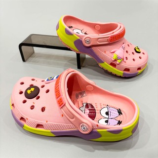 Dép sục Dinas classic Spongebob Patrick trẻ em, nữ, Sục Spongebob màu hồng cam pastel cao cấp tặng kèm set jibbitz 3D