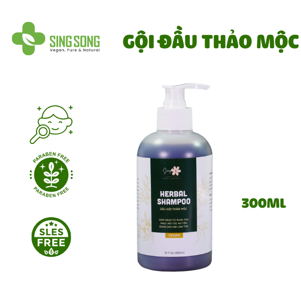 Dầu gội thảo mộc tự nhiên SingSong - hỗ trợ giảm rụng tóc. An toàn cho mẹ bầu & trẻ em - 300ml