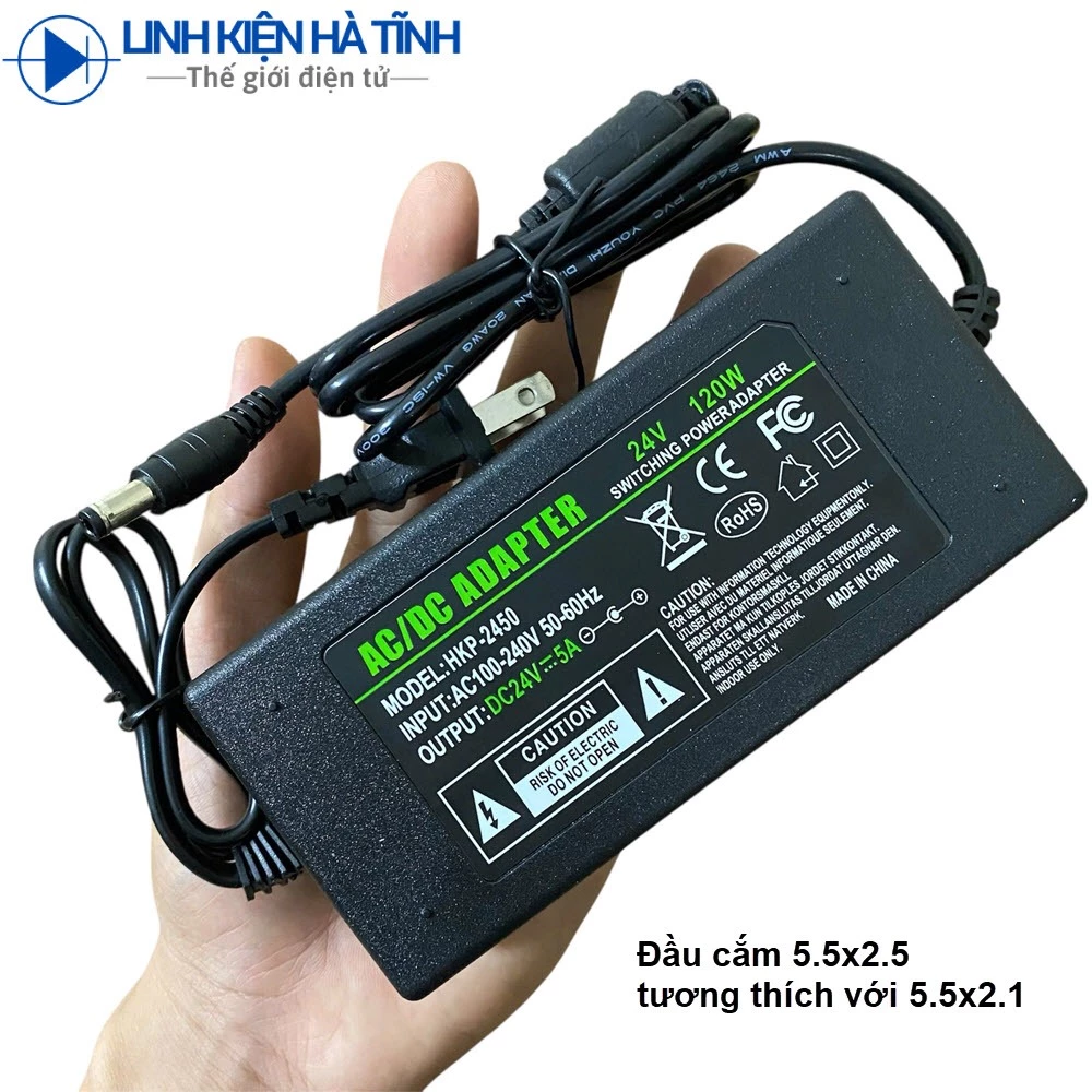 Adapter Nguồn 24V 5A adapter 24v 5a dùng cho thiết bị camera, máy in mã vạch, máy in , máy bơm công suất v.vv