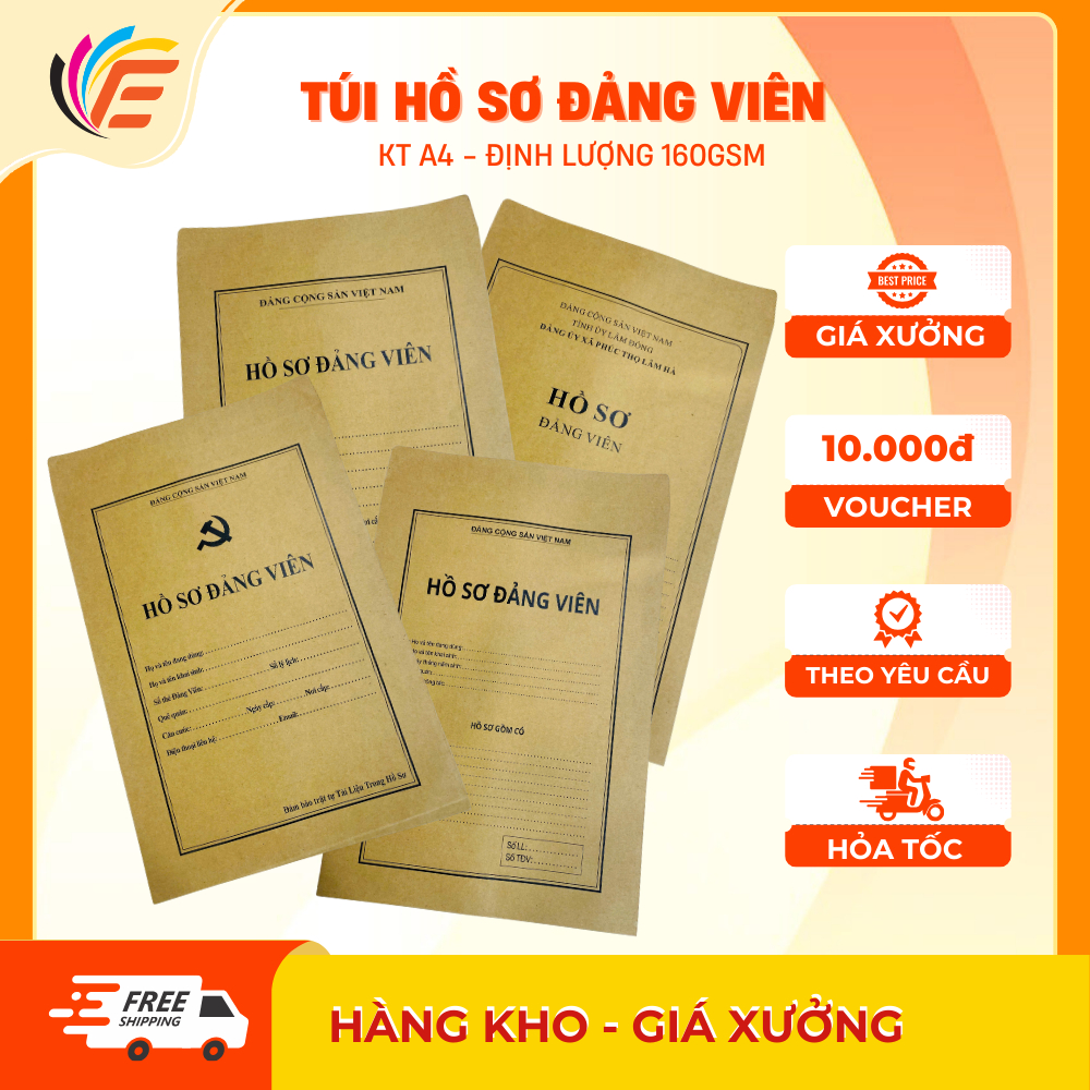 10 Túi Hồ Sơ Đảng Viên A4 Hàng Loại 1 Dày Dặn Nhiều Mẫu Có In Theo Yêu Cầu
