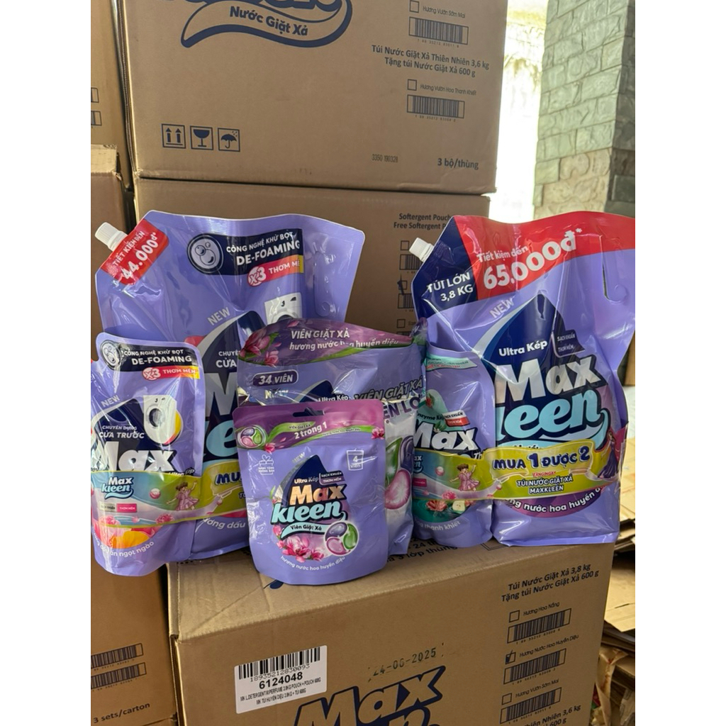 Nước Giặt Xả Max Kleen Túi3.6kg / 3,8Kg maxkleen Hương Huyền Diệu/Hoa Nắng/Sớm Mai