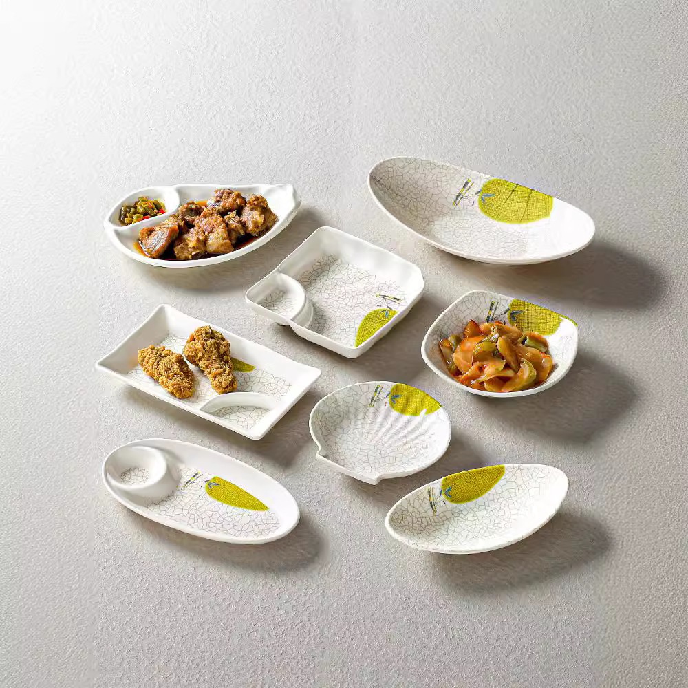Đĩa Phíp ( Melamine A5 ) Hoa Văn Hình Lá Tre Dùng Cho Nhà Hàng Khách Sạn 0184