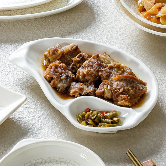 Đĩa Phíp ( Melamine A5 ) Hoa Văn Hình Lá Tre Dùng Cho Nhà Hàng Khách Sạn 0184