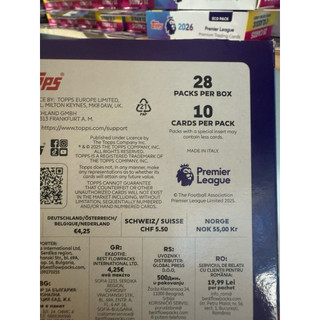 [ Full Box ] Hộp Thẻ Cầu Thủ Bóng Đá Topps  Premier League 2026 25/26 ( Full Box 280 Thẻ )