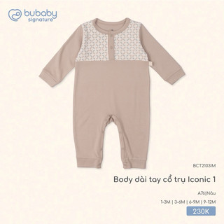 BuBaby Body dài tay cổ trụ Iconic 1 BCT2103IN cao cấp cho bé trai và bé gái chất liệu mềm mại, dịu nhẹ, điều hoà cho bé