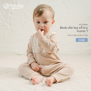 BuBaby Body dài tay cổ trụ Iconic 1 BCT2103IN cao cấp cho bé trai và bé gái chất liệu mềm mại, dịu nhẹ, điều hoà cho bé