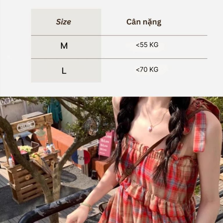 Đầm nữ maxi đi biển bigsize mặc được babydoll cute  Váy 2 dây thắt nơ bèo tầng dáng dài rộng xòe kẻ đỏ vintage T1253G