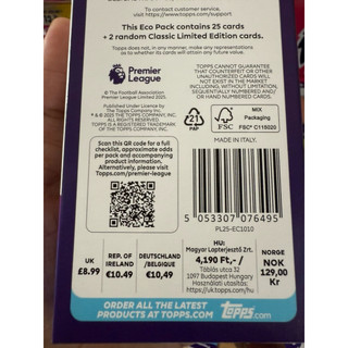 [ Eco Pack 27 Thẻ ] Hộp Thẻ Cầu Thủ Bóng Đá Topps  Premier League Eco Pack 2026 25/26 ( Hộp 27 Thẻ )