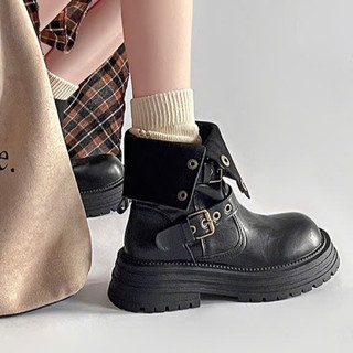 Giày boot nữ da PU tổng hợp dệt vải đế cao su êm ái thanh lịch dễ đi mềm mại