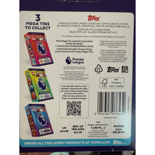 [ Mega Tin ] Hộp Thẻ Cầu Thủ Bóng Đá Topps  Premier League Mega Tin 2026 25/26 ( Hộp 43 Thẻ Tuỳ Chọn )