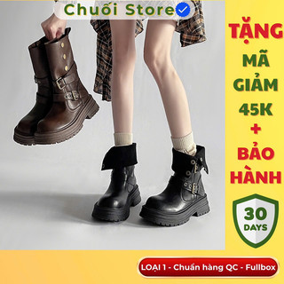 Giày boot nữ da PU tổng hợp dệt vải đế cao su cao cấp nhẹ nhàng tinh tế dễ đi