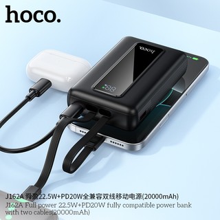 Cục Sạc DP Hoco J162A 20000mAh TypeC PD 20W & USB-A QC 3.0 22.5W, Kèm 2 Cáp sạc ra (Đen)
