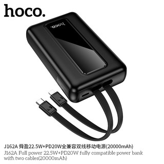 Cục Sạc DP Hoco J162A 20000mAh TypeC PD 20W & USB-A QC 3.0 22.5W, Kèm 2 Cáp sạc ra (Đen)