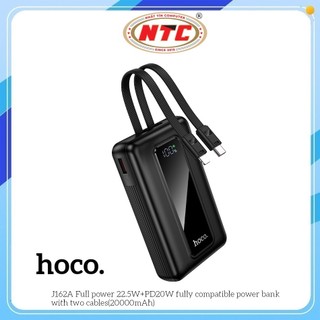 Cục Sạc DP Hoco J162A 20000mAh TypeC PD 20W & USB-A QC 3.0 22.5W, Kèm 2 Cáp sạc ra (Đen)