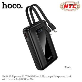 Sạc Dự Phòng Hoco J162A 20000mAh TypeC PD 20W & USB-A QC 3.0 22.5W, Kèm 2 Cáp sạc ra (Đen)