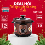 Nồi áp suất điện đa năng Sunhouse SH1550, Công suất 1000W, Dung tích 5 lít, Van xả chống bỏng — ảnh 1