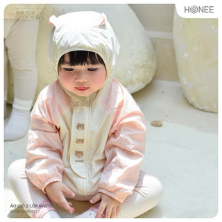 Áo khoác gió trẻ em HONEE 2 lớp có mũ form rộng, chống gió nhẹ, cho bé 9 tháng–4 tuổi