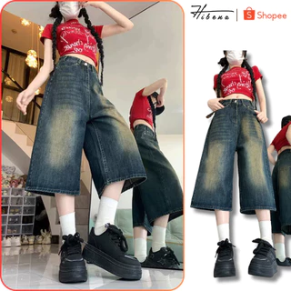 [NEW Q09] Quần Ngố Jean Lửng Nữ Ống Rộng Dày Dặn Hot trend 2025 Quần Short Bò Nam Hot Gril Qua Gối