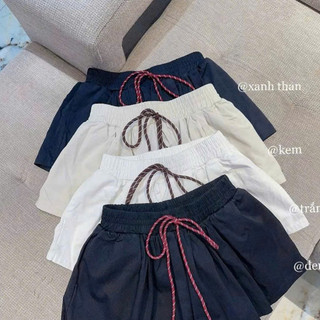 Quần Thô Váy Dáng Xòe Nhẹ Bản Cạp Chun To Phối Dây Mix Đồ Basic