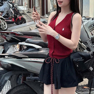 Quần Thô Váy Dáng Xòe Nhẹ Bản Cạp Chun To Phối Dây Mix Đồ Basic